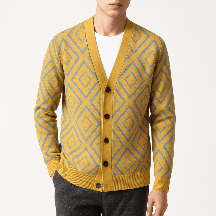 Womens Jacquard Knit Cardigan Relaxed Fit