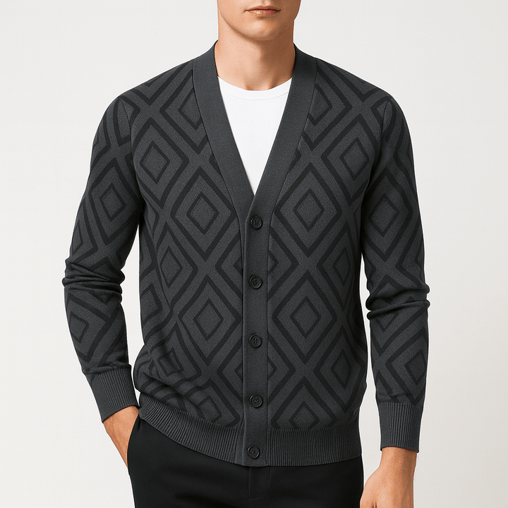 Womens Jacquard Knit Cardigan Relaxed Fit