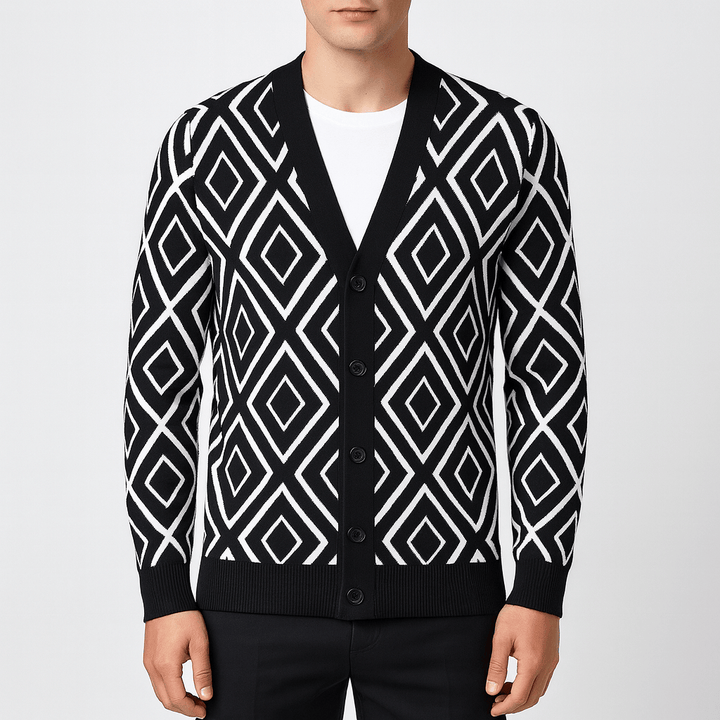 Womens Slim Fit Jacquard Knit Cardigan - BritishMode