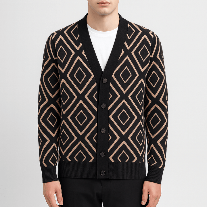 Womens Slim Fit Jacquard Knit Cardigan