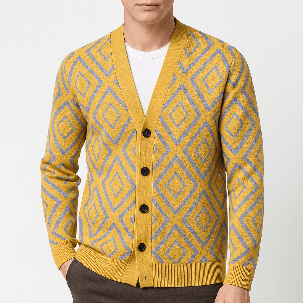 Womens Slim Fit Jacquard Knit Cardigan