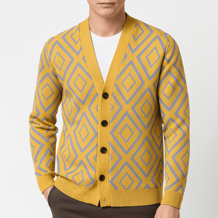 Womens Slim Fit Jacquard Knit Cardigan