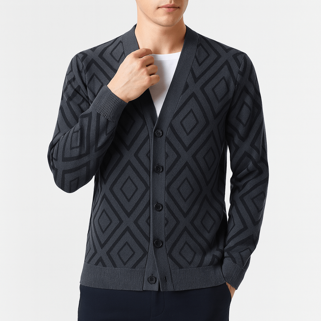 Womens Slim Fit Jacquard Knit Cardigan