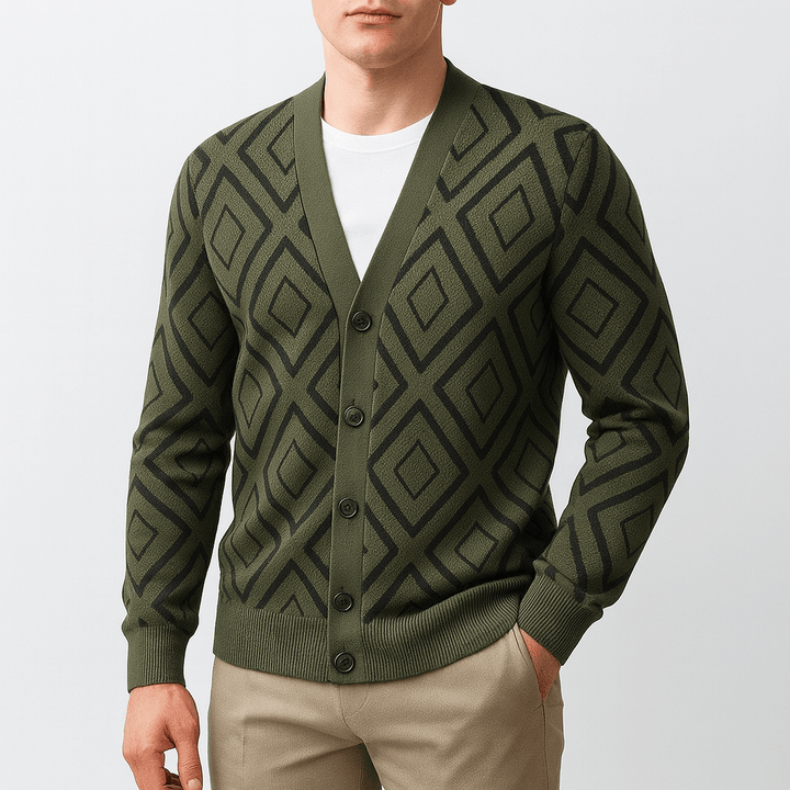 Womens Slim Fit Jacquard Knit Cardigan