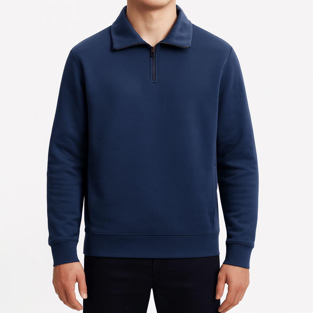 Unisex Knit Sweater Half-Zip Front