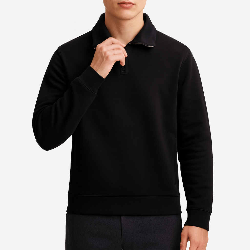 Unisex Knit Sweater Half-Zip Front