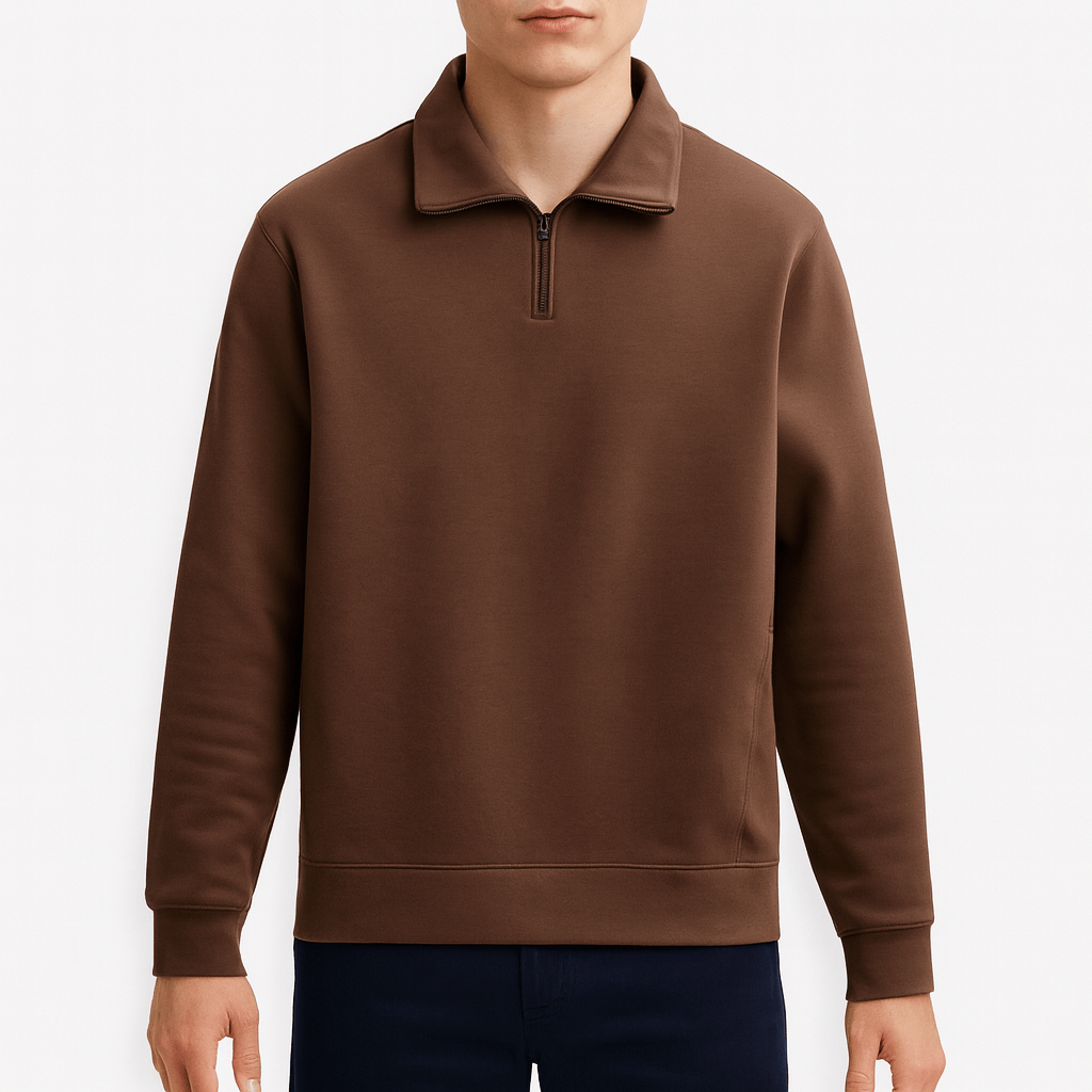 Unisex Knit Sweater Half-Zip Front