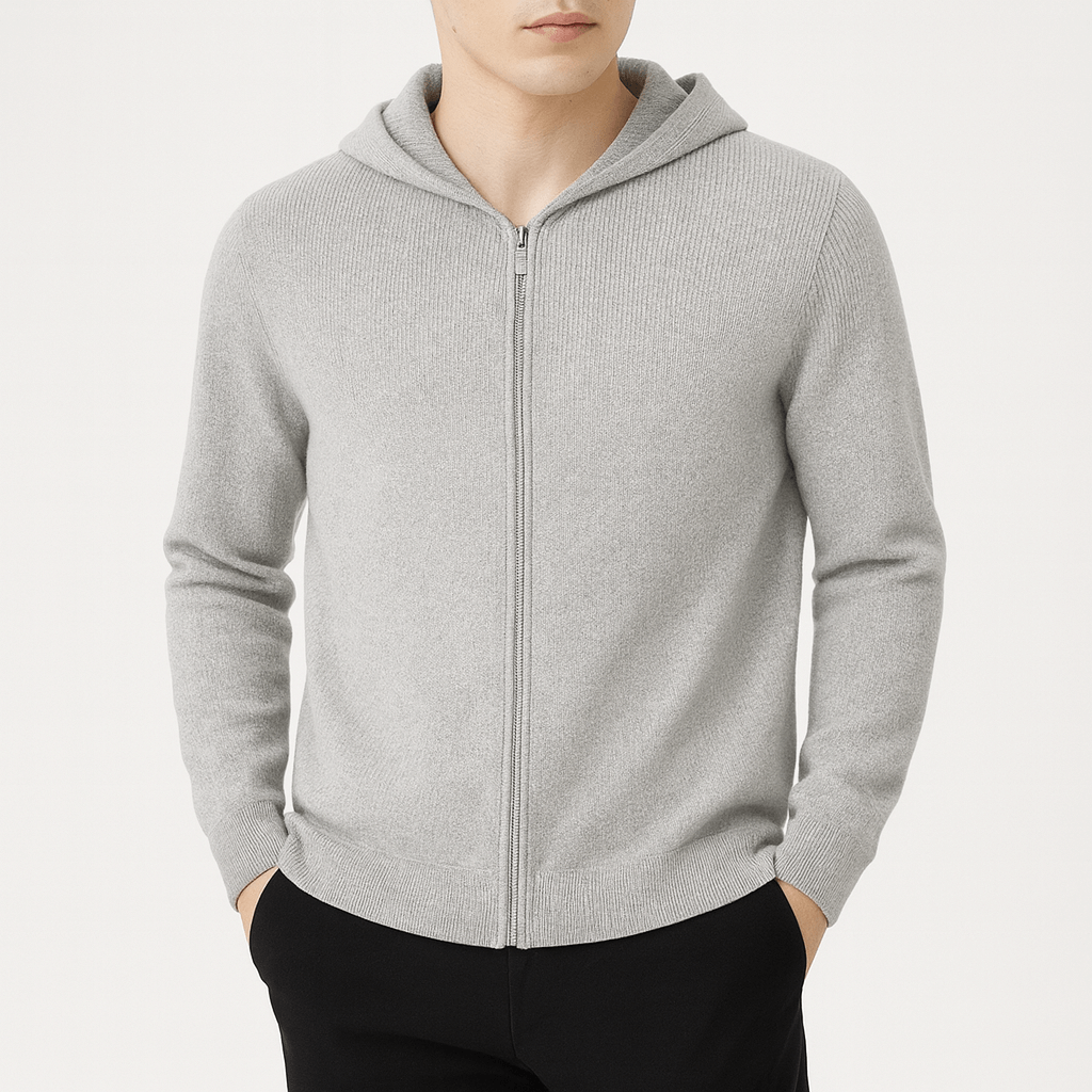 Unisex Knit Zip-Up Hoodie Casual Fit - BritishMode