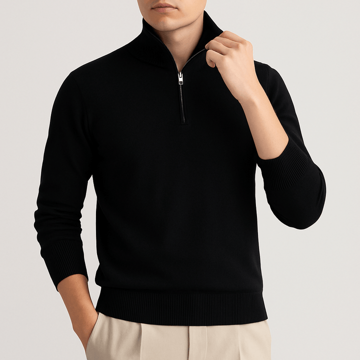Unisex Knit Sweater with Zip Front - BritishMode