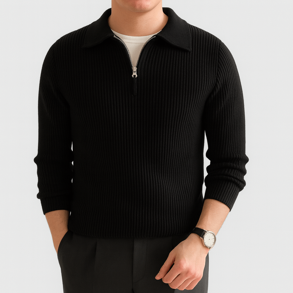Unisex Knitted Polo Sweater Half-Zip - BritishMode