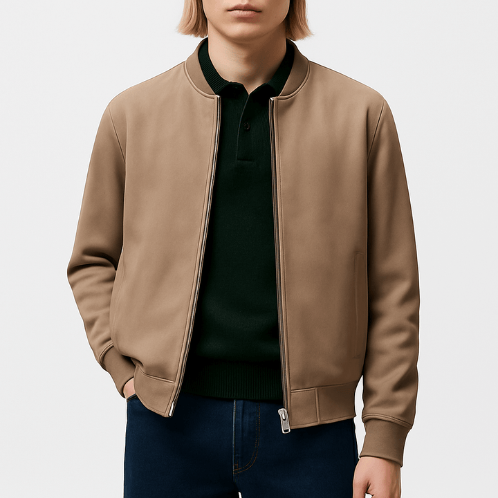 Mens Leather Bomber Jacket Classic Fit - BritishMode