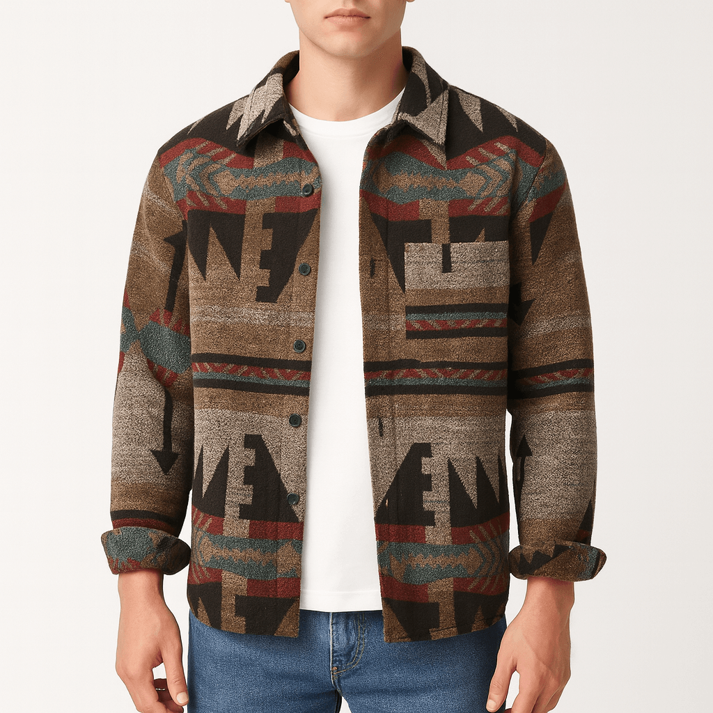 Unisex Long Sleeve Button-Down Shirt Jacket - BritishMode