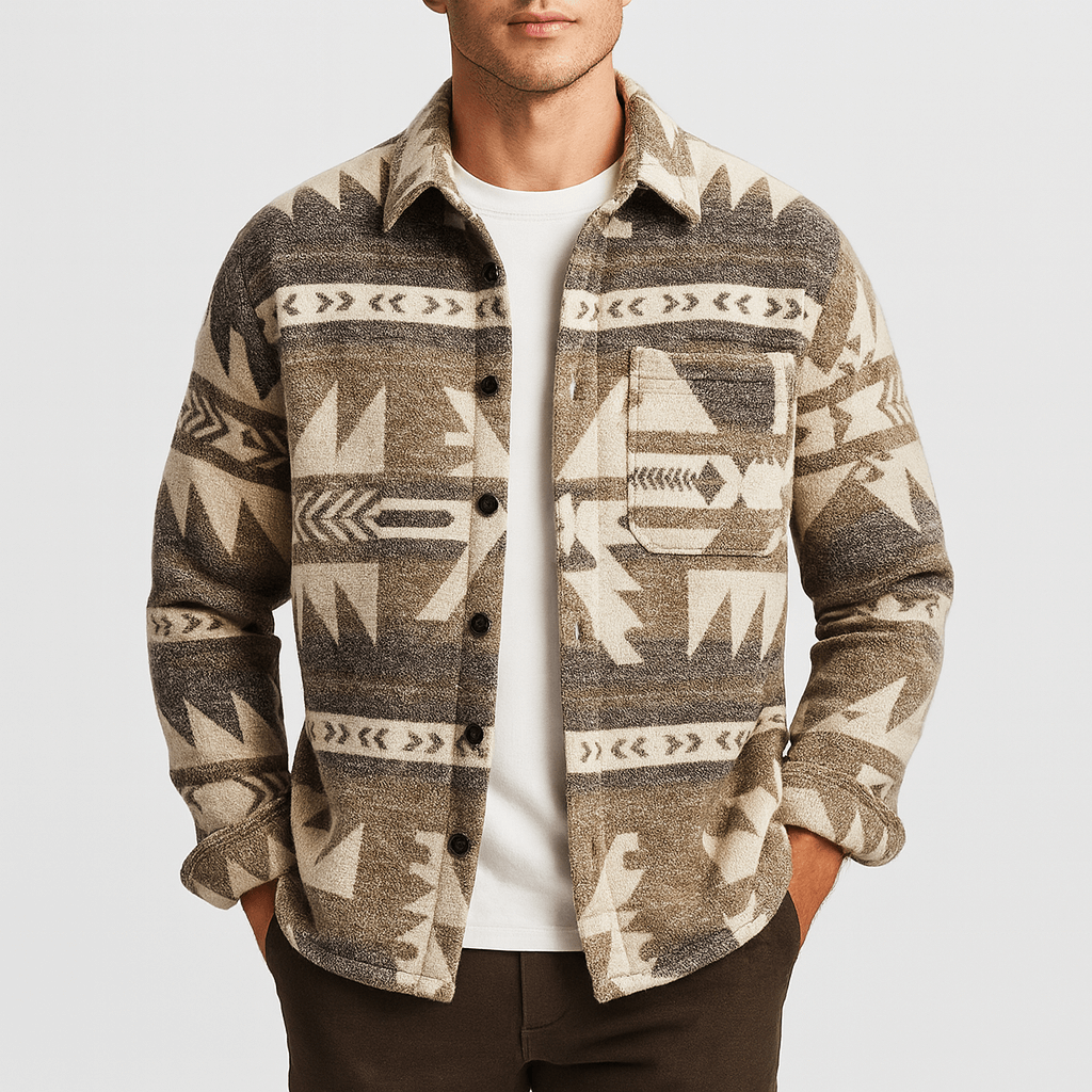 Unisex Long Sleeve Button-Down Shirt Jacket