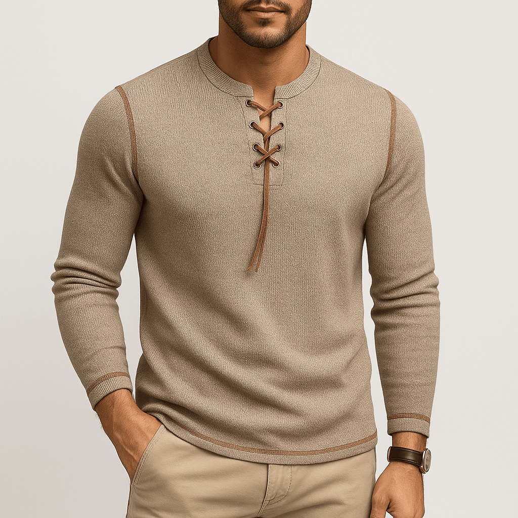 Unisex Long Sleeve Shirt with Neck Detail - BritishMode