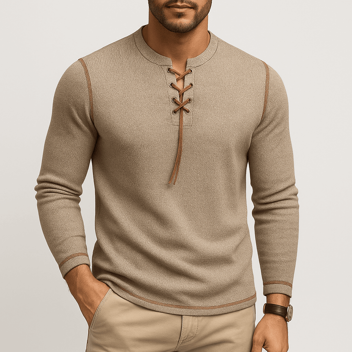 Unisex Long Sleeve Shirt with Neck Detail - BritishMode