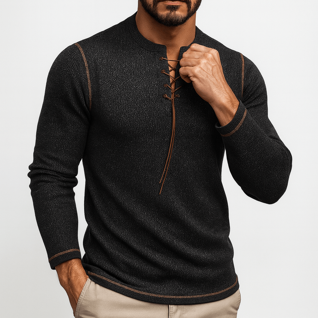 Unisex Long Sleeve Shirt with Neck Detail
