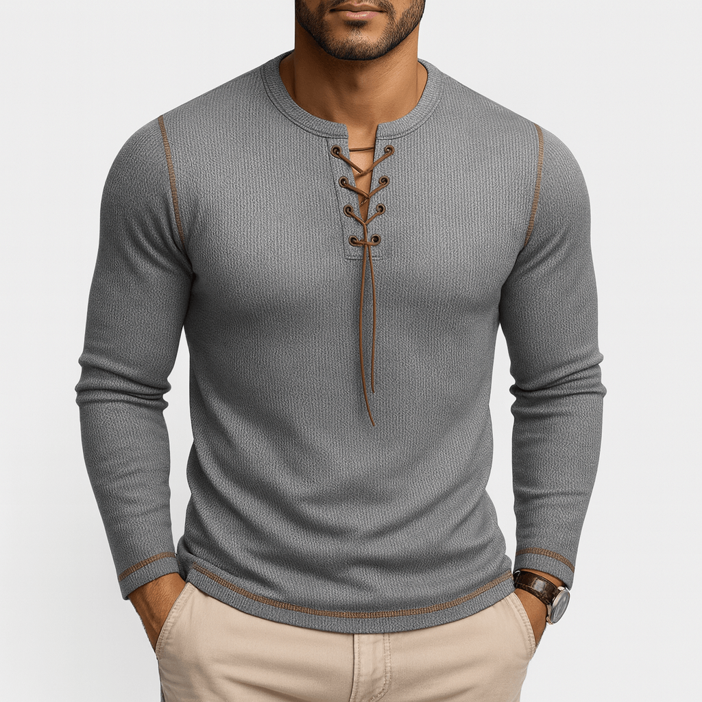 Unisex Long Sleeve Shirt with Neck Detail