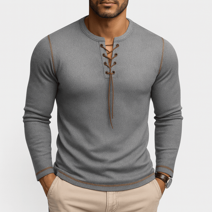 Unisex Long Sleeve Shirt with Neck Detail