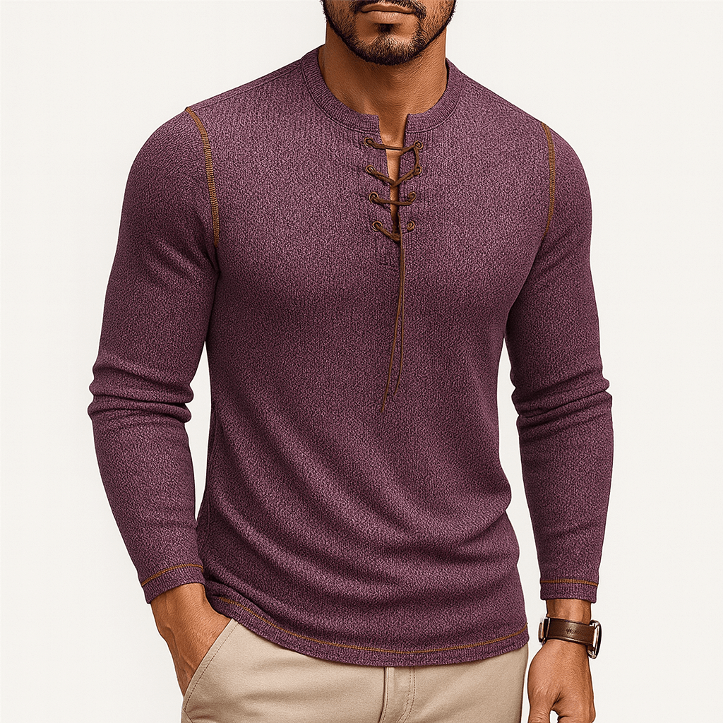 Unisex Long Sleeve Shirt with Neck Detail