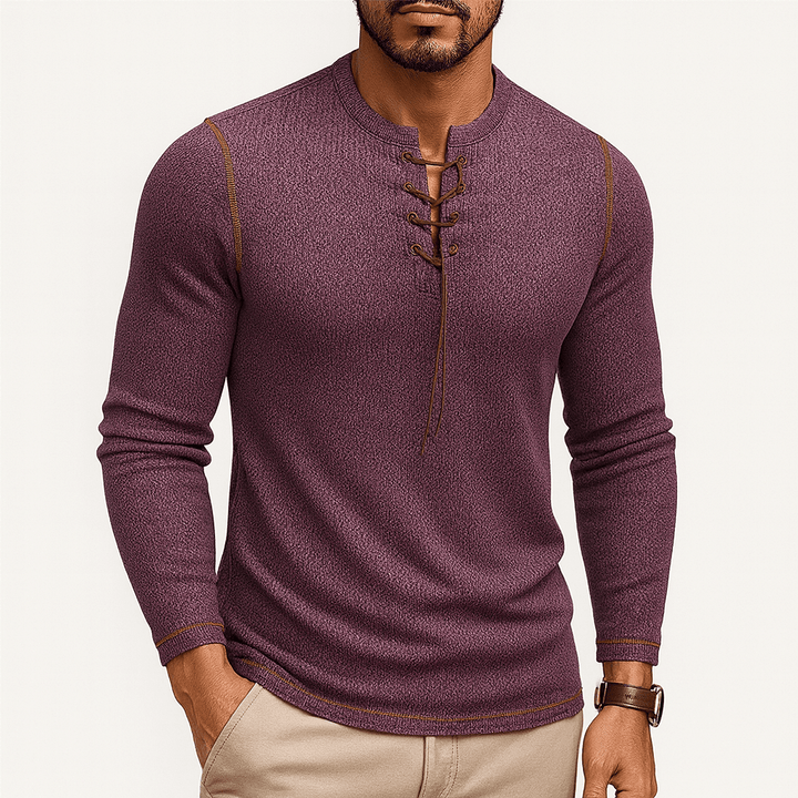 Unisex Long Sleeve Shirt with Neck Detail