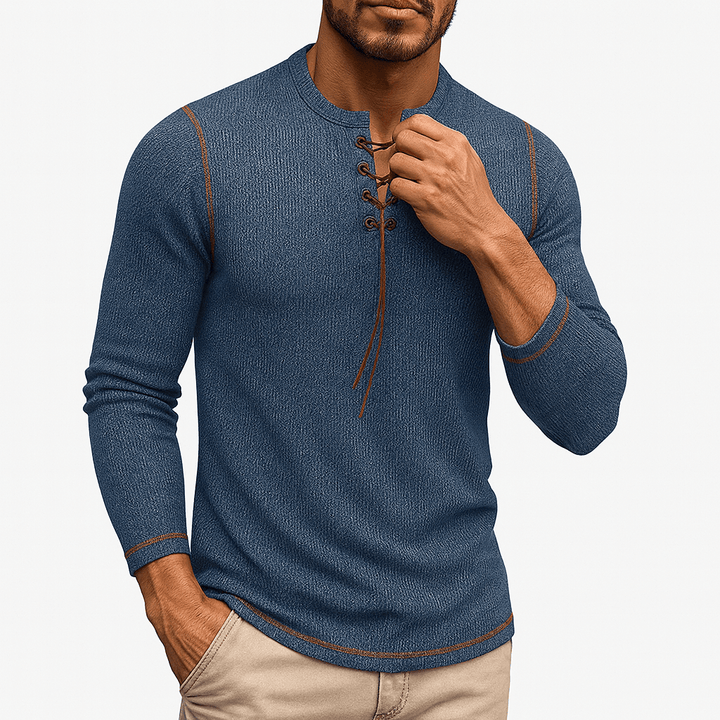 Unisex Long Sleeve Shirt with Neck Detail
