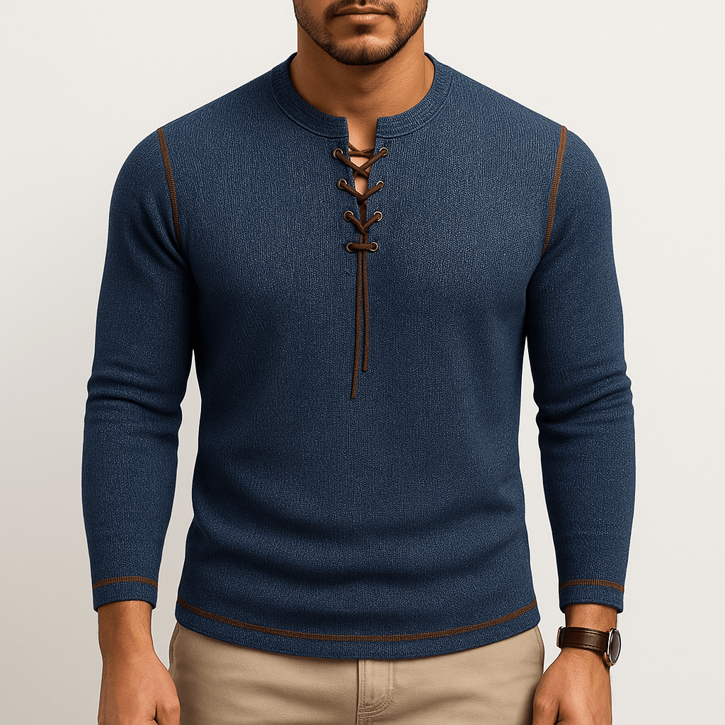 Unisex Long Sleeve Shirt with Neck Detail
