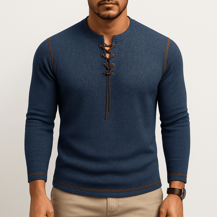 Unisex Long Sleeve Shirt with Neck Detail