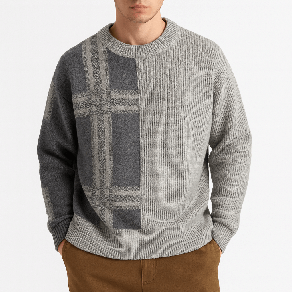 Unisex Crew Neck Jumper Patchwork Design