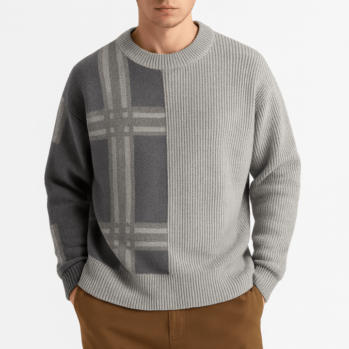 Unisex Crew Neck Jumper Patchwork Design