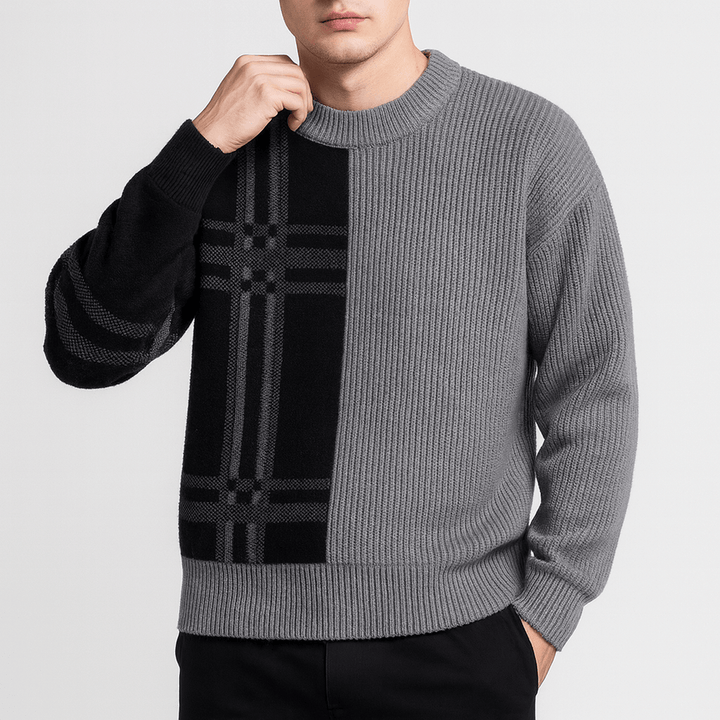 Unisex Crew Neck Jumper Patchwork Design