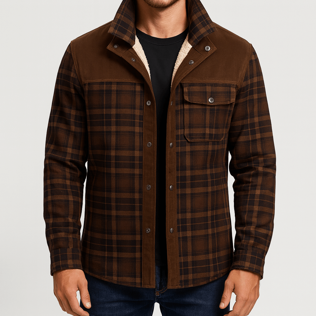 Womens Shirt Jacket Plaid Pattern Relaxed Fit - BritishMode