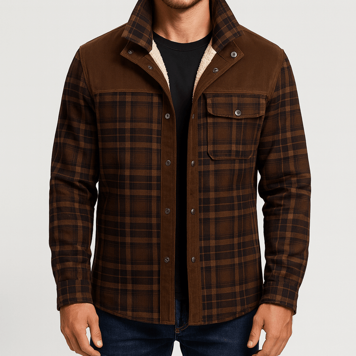 Womens Shirt Jacket Plaid Pattern Relaxed Fit - BritishMode