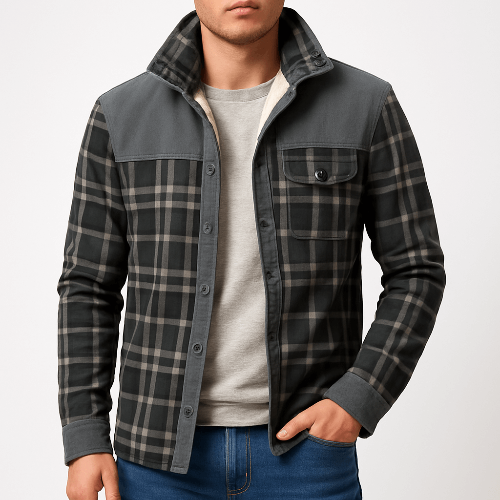 Womens Shirt Jacket Plaid Pattern Relaxed Fit