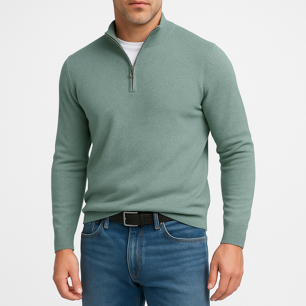 Unisex Zip-Up Sweater with Fabric - BritishMode