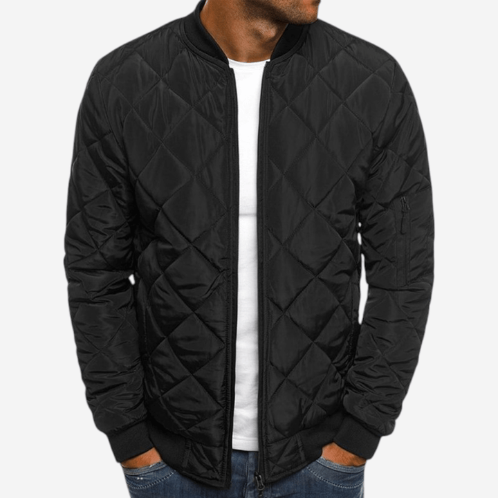 Unisex Quilted Bomber Jacket with Zipper Closure - BritishMode
