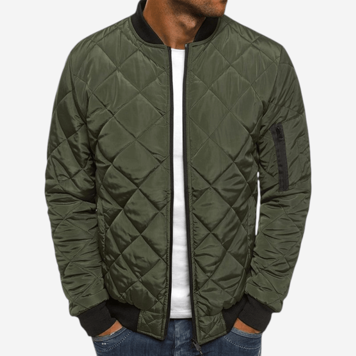 Unisex Quilted Bomber Jacket with Zipper Closure