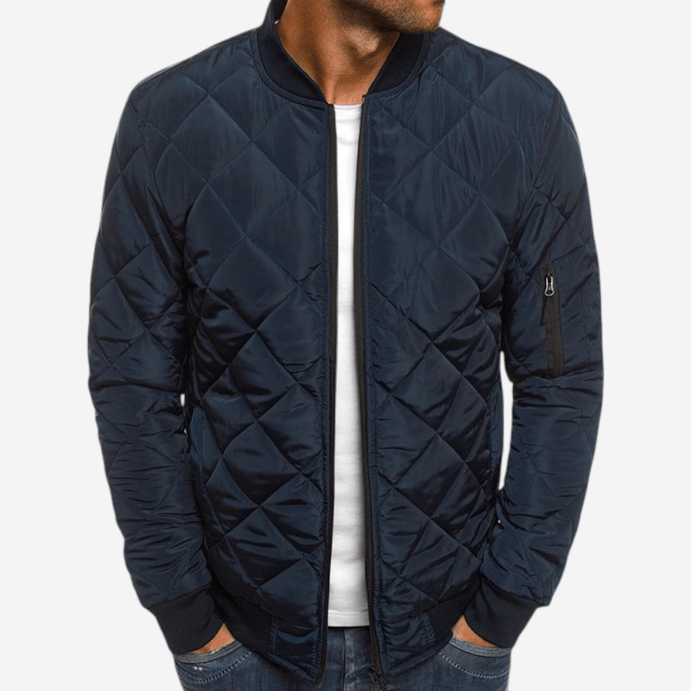 Unisex Quilted Bomber Jacket with Zipper Closure