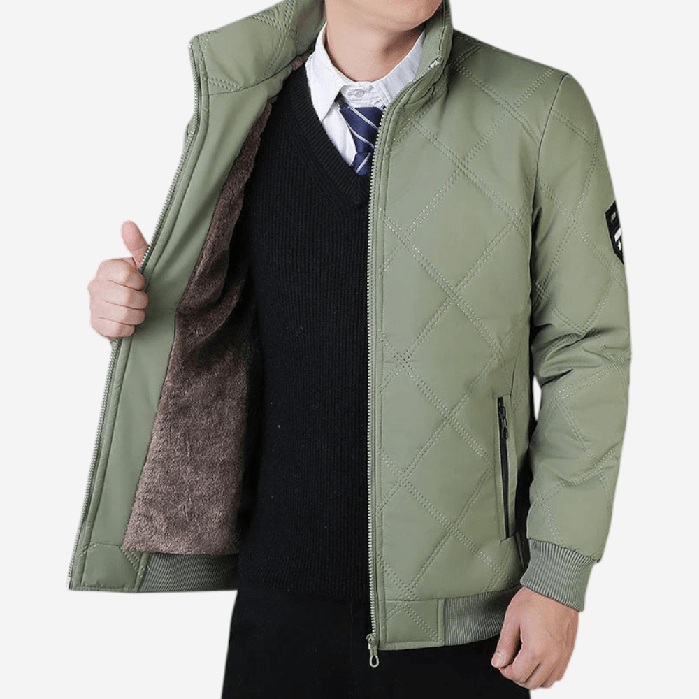 Unisex Quilted Jacket with Zip Front - BritishMode