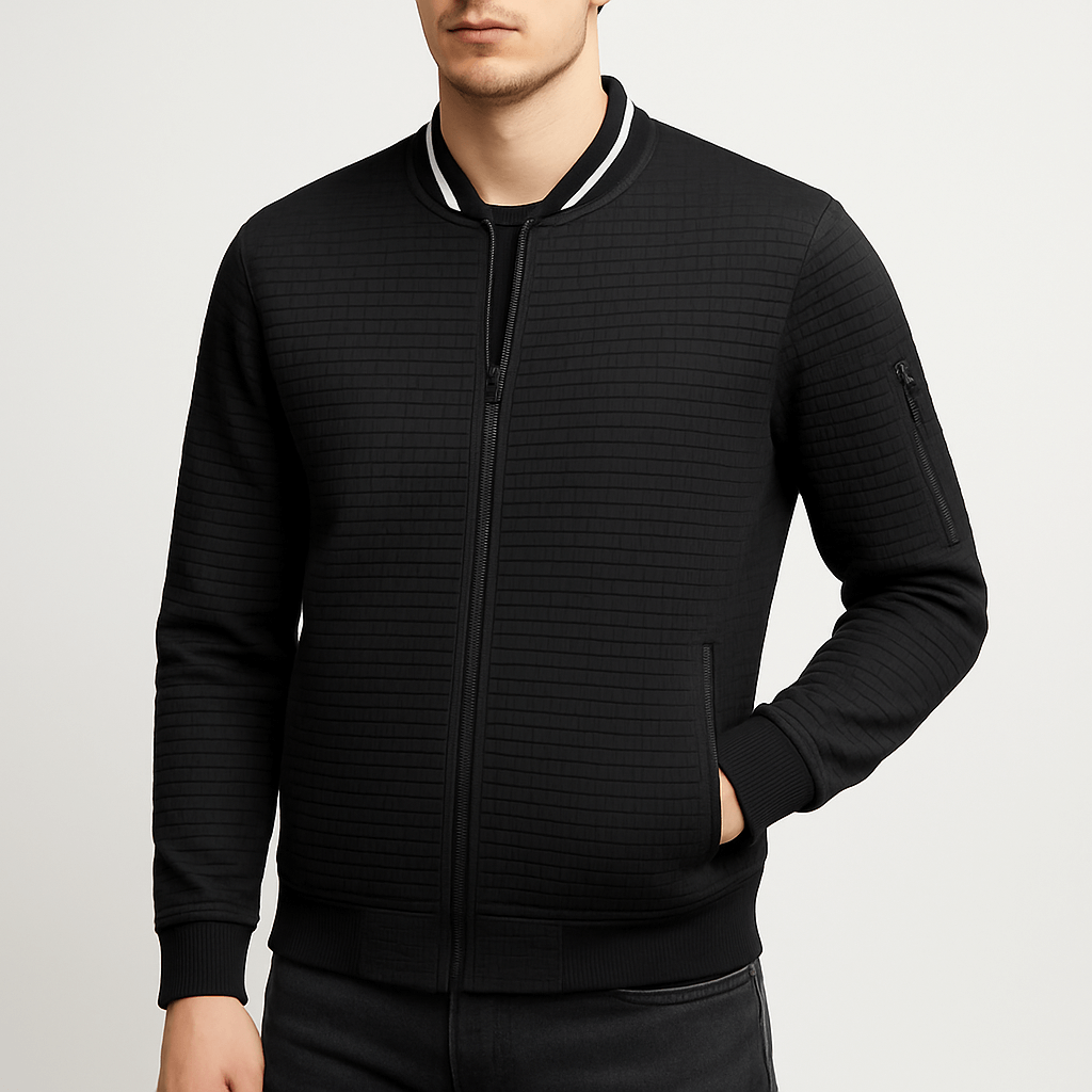 Unisex Quilted Bomber Jacket Zip-Up Closure - BritishMode
