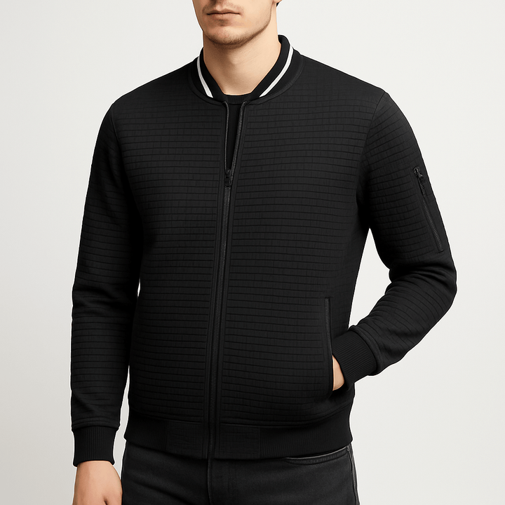 Unisex Quilted Bomber Jacket Zip-Up Closure - BritishMode
