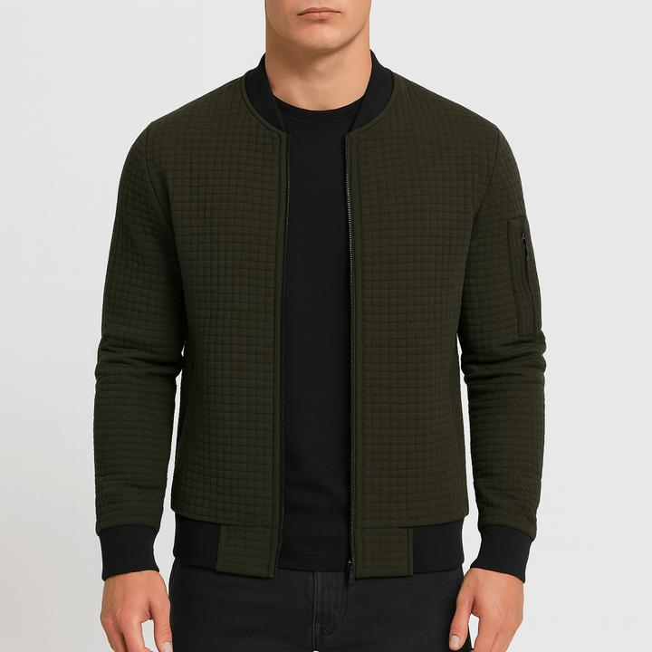 Unisex Quilted Bomber Jacket Zip-Up Closure