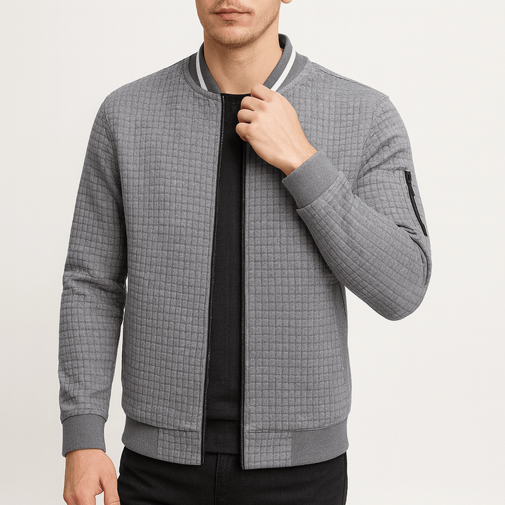 Unisex Quilted Bomber Jacket Zip-Up Closure