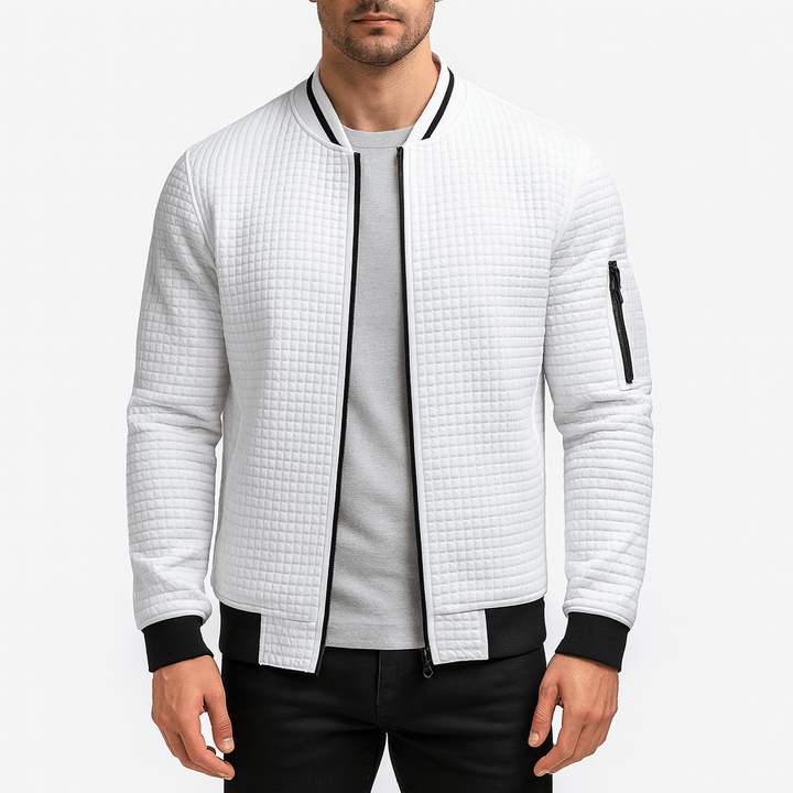 Unisex Quilted Bomber Jacket Zip-Up Closure