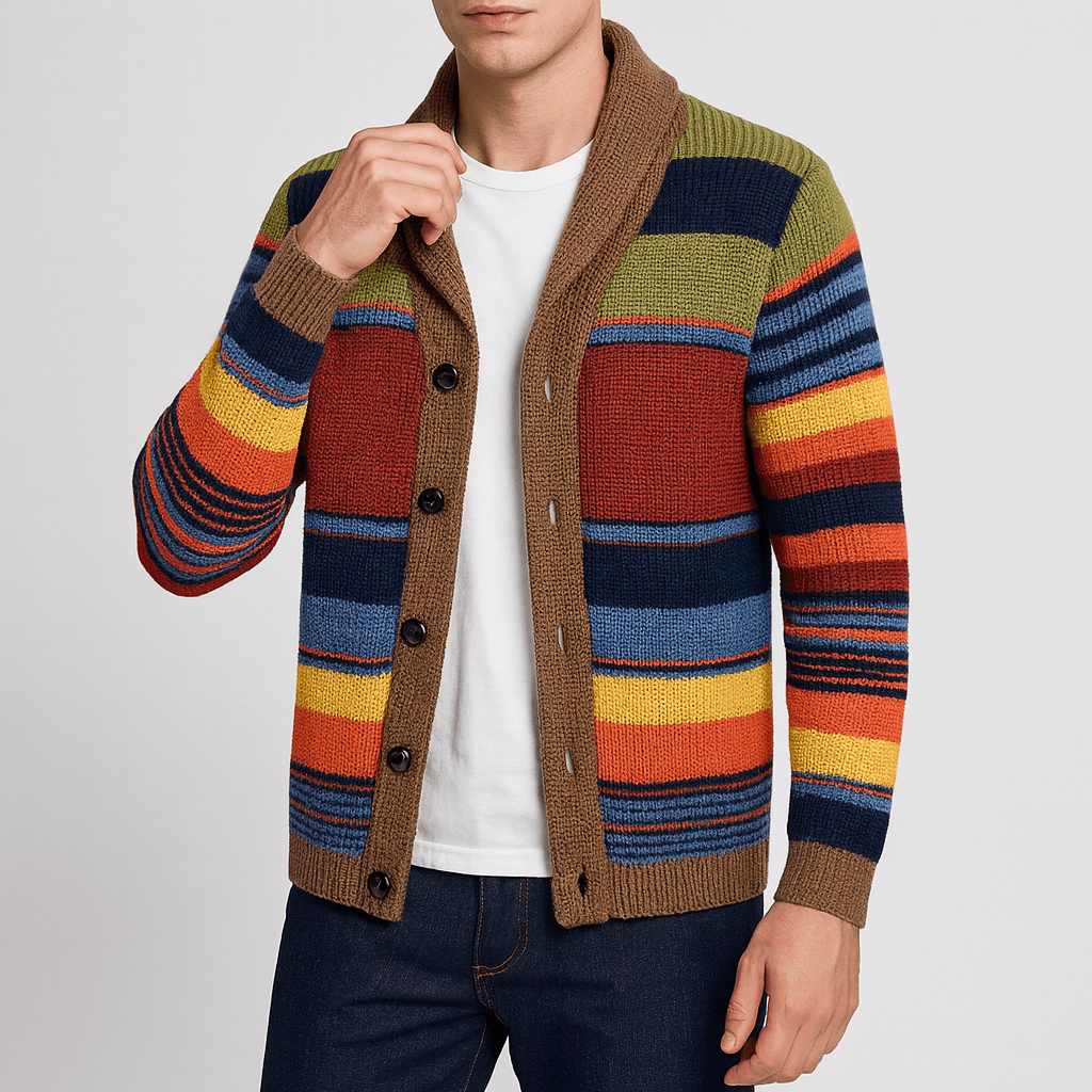Womens Cardigan Striped Knit Retro Style - BritishMode