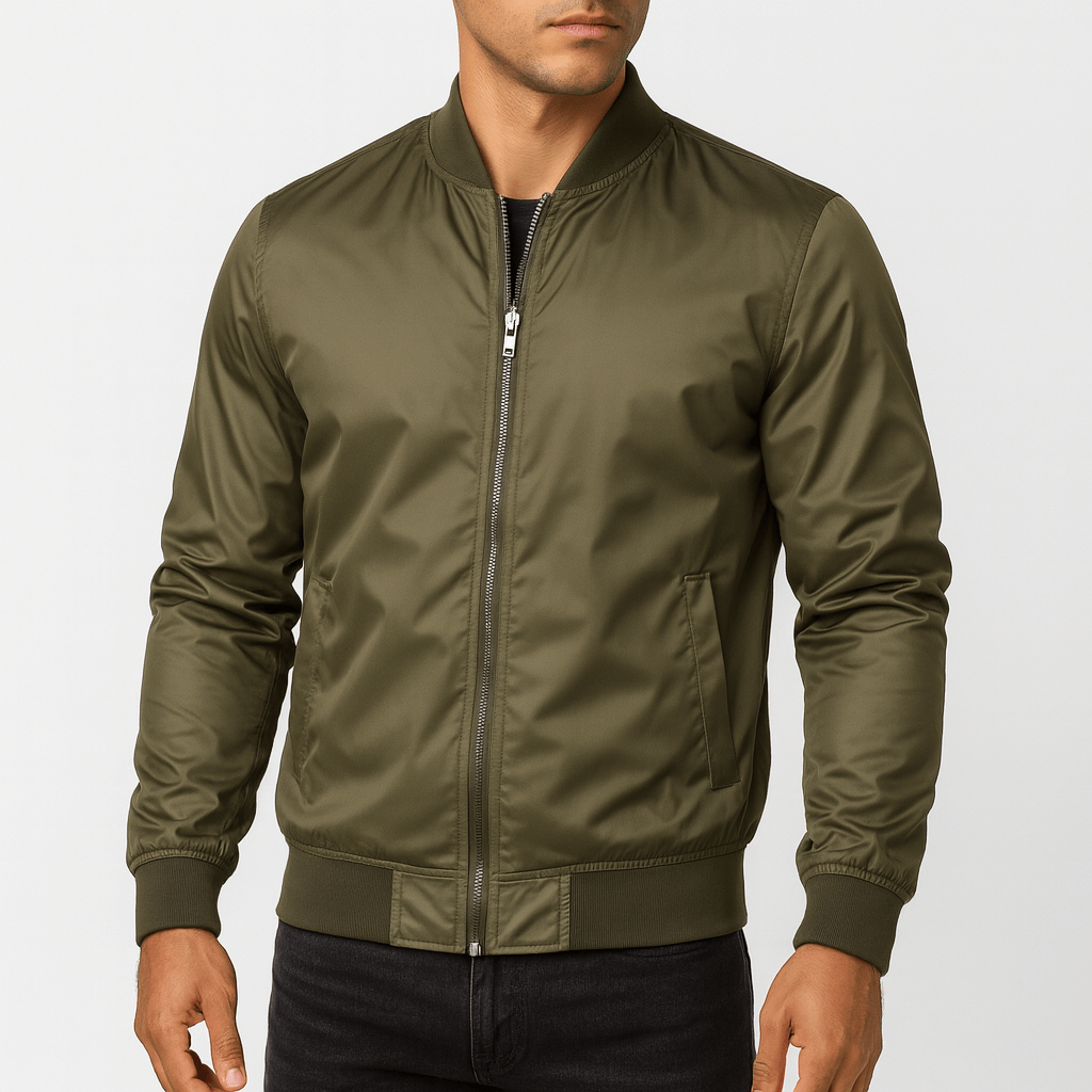 Unisex Bomber Jacket Ribbed Collar Casual Fit - BritishMode