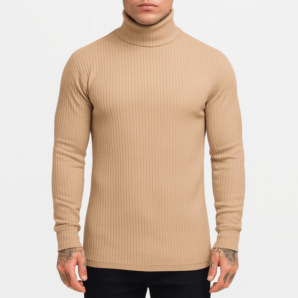 Womens Ribbed Turtleneck Sweater Slim Fit - BritishMode