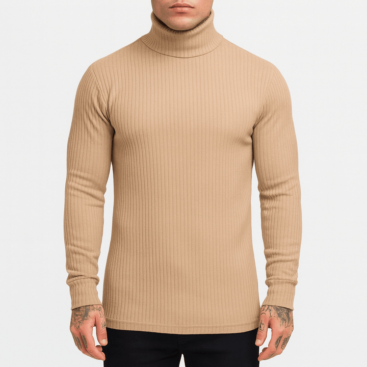 Womens Ribbed Turtleneck Sweater Slim Fit - BritishMode