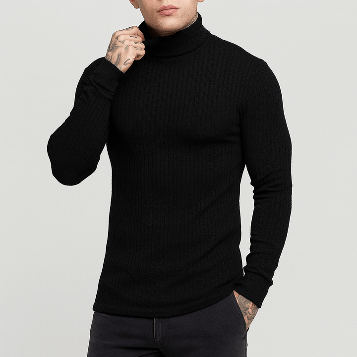 Womens Ribbed Turtleneck Sweater Slim Fit