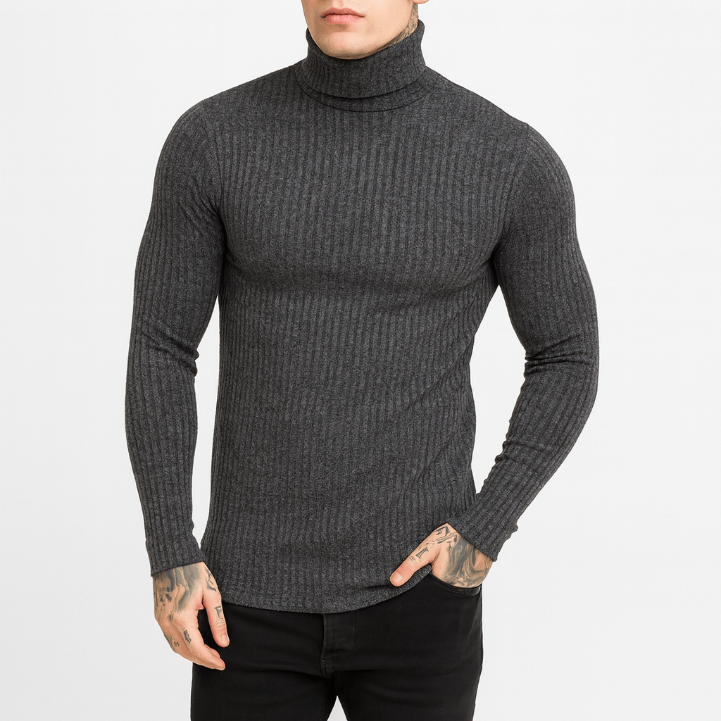 Womens Ribbed Turtleneck Sweater Slim Fit