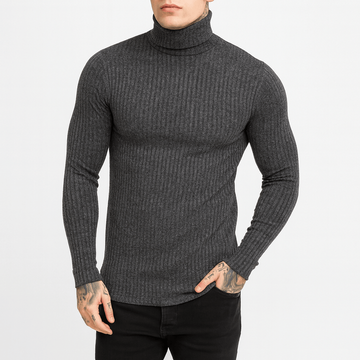 Womens Ribbed Turtleneck Sweater Slim Fit